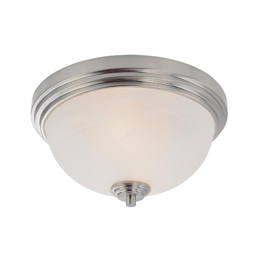 Z-Lite Chelsey 12" 2-Light Brushed Nickel Flush Mount Lighting With White Swirl Glass Shade