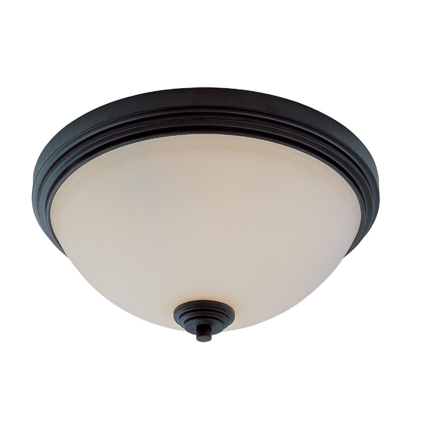 Z-Lite Chelsey 14" 3-Light Bronze Flush Mount Lighting With Matte Opal Glass Shade