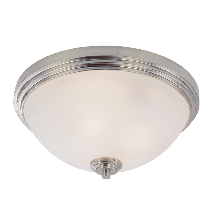 Z-Lite Chelsey 14" 3-Light Brushed Nickel Flush Mount Lighting With White Swirl Glass Shade