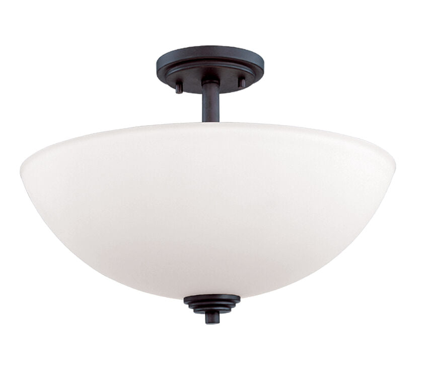 Z-Lite Chelsey 16" 3-Light Bronze Semi Flush Mount With Matte Opal Shade