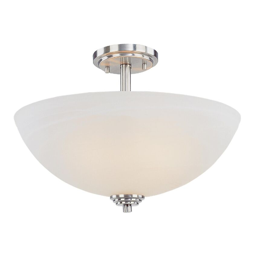 Z-Lite Chelsey 16" 3-Light Brushed Nickel Semi Flush Mount With White Swirl Glass Shade