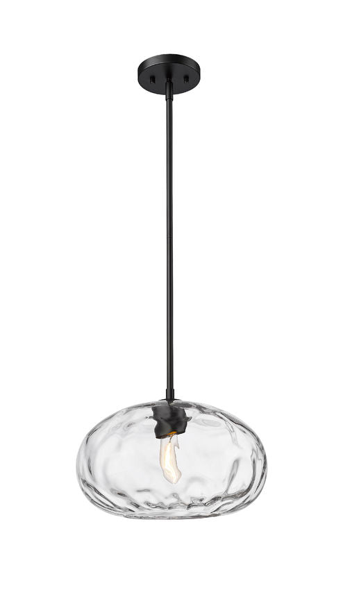 Z-Lite Chloe 1-Light Matte Black Steel Clear Glass Shade Pendant Light