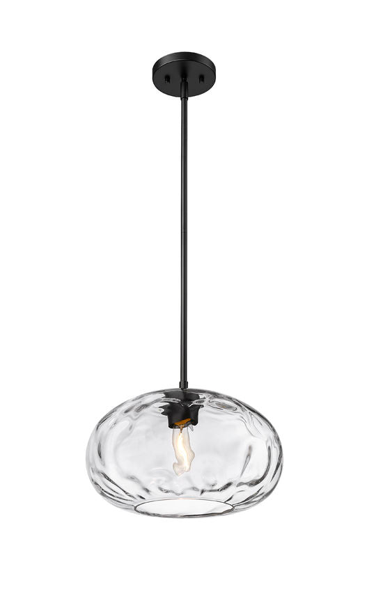 Z-Lite Chloe 1-Light Matte Black Steel Clear Glass Shade Pendant Light