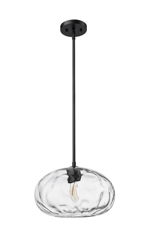 Z-Lite Chloe 1-Light Matte Black Steel Clear Glass Shade Pendant Light