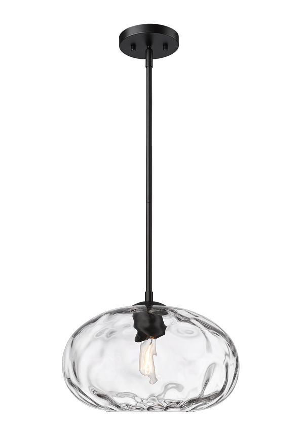 Z-Lite Chloe 1-Light Matte Black Steel Clear Glass Shade Pendant Light