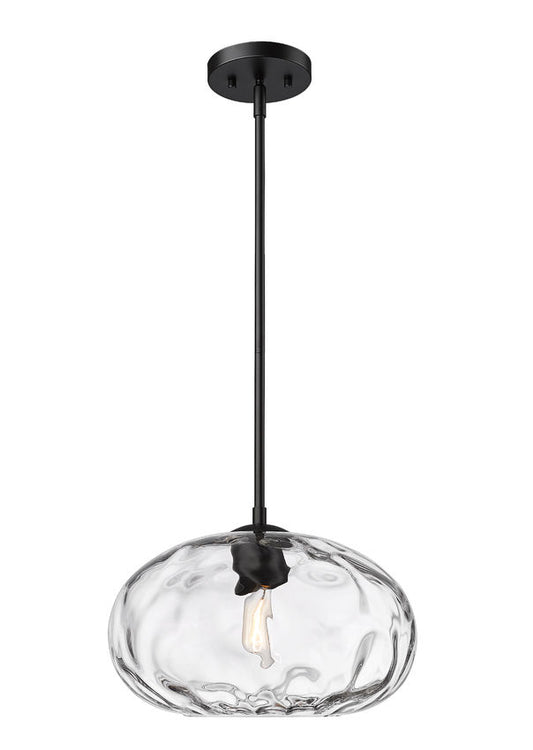 Z-Lite Chloe 1-Light Matte Black Steel Clear Glass Shade Pendant Light
