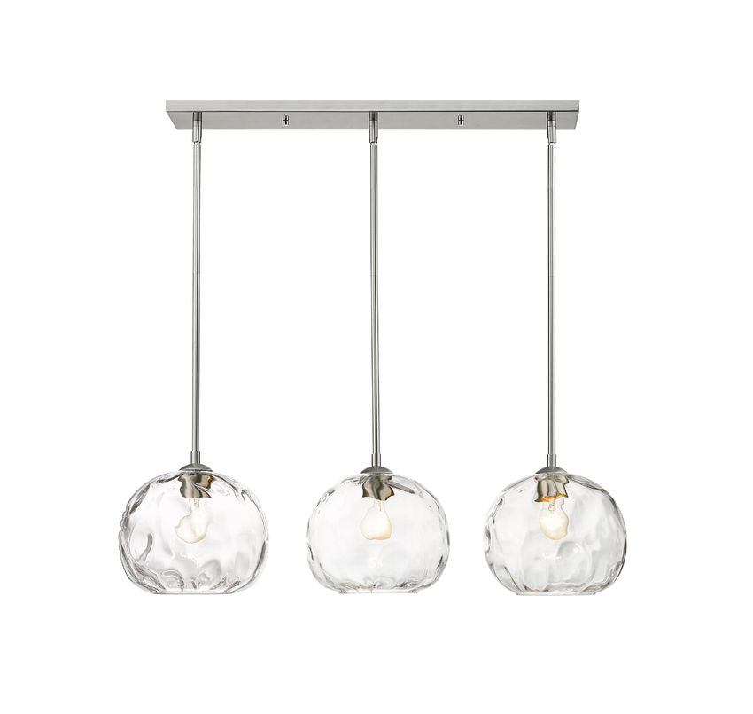 Z-Lite Chloe 10" 3-Light Brushed Nickel Island Light With Clear Glass Shade