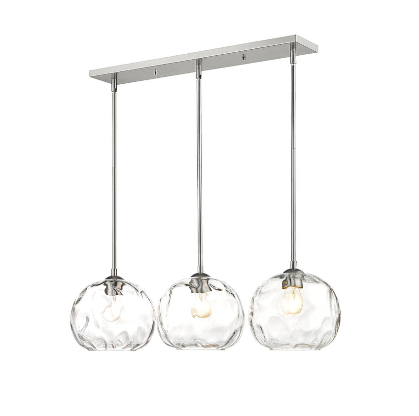 Z-Lite Chloe 10" 3-Light Brushed Nickel Island Light With Clear Glass Shade