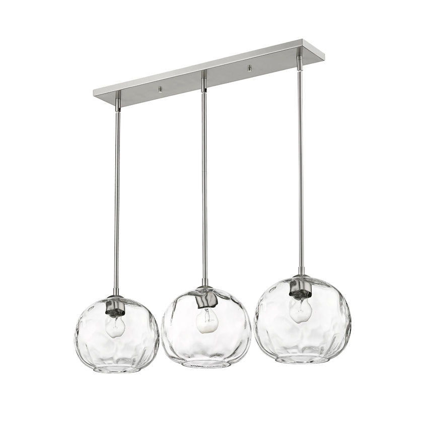 Z-Lite Chloe 10" 3-Light Brushed Nickel Island Light With Clear Glass Shade