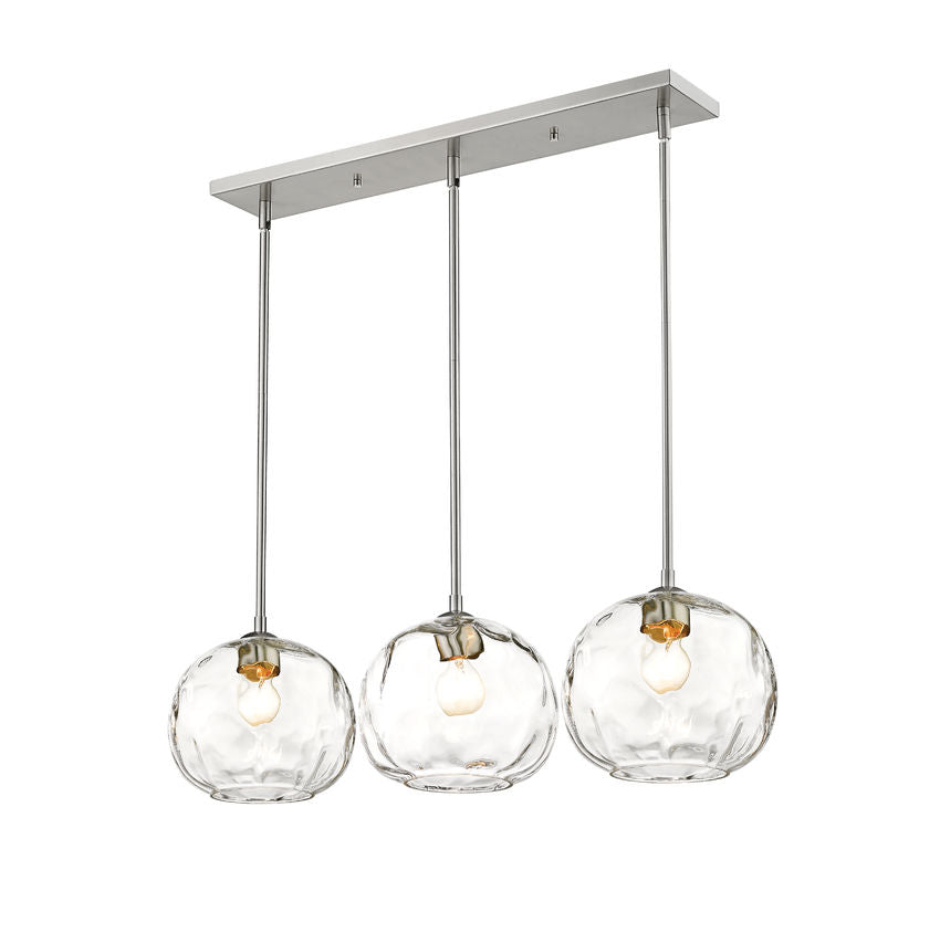 Z-Lite Chloe 10" 3-Light Brushed Nickel Island Light With Clear Glass Shade