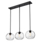 Z-Lite Chloe 10" 3-Light Matte Black Clear Glass Shade Linear Chandelier