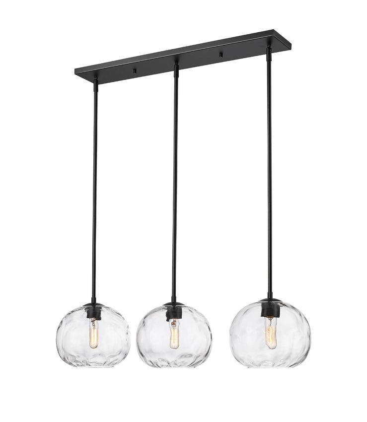 Z-Lite Chloe 10" 3-Light Matte Black Clear Glass Shade Linear Chandelier