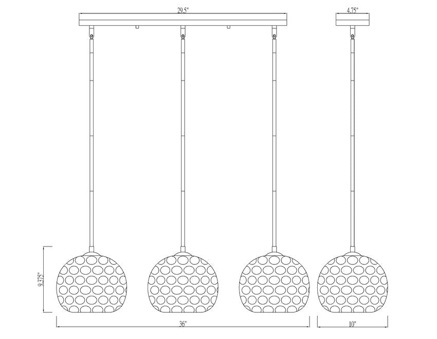 Z-Lite Chloe 10" 3-Light Matte Black Clear Glass Shade Linear Chandelier