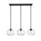 Z-Lite Chloe 10" 3-Light Matte Black Clear Glass Shade Linear Chandelier