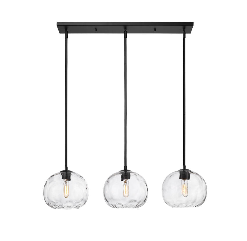 Z-Lite Chloe 10" 3-Light Matte Black Clear Glass Shade Linear Chandelier
