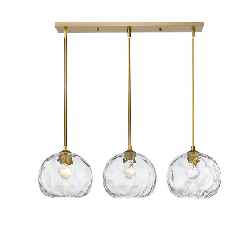 Z-Lite Chloe 10" 3-Light Olde Brass Island Light With Clear Glass Shade