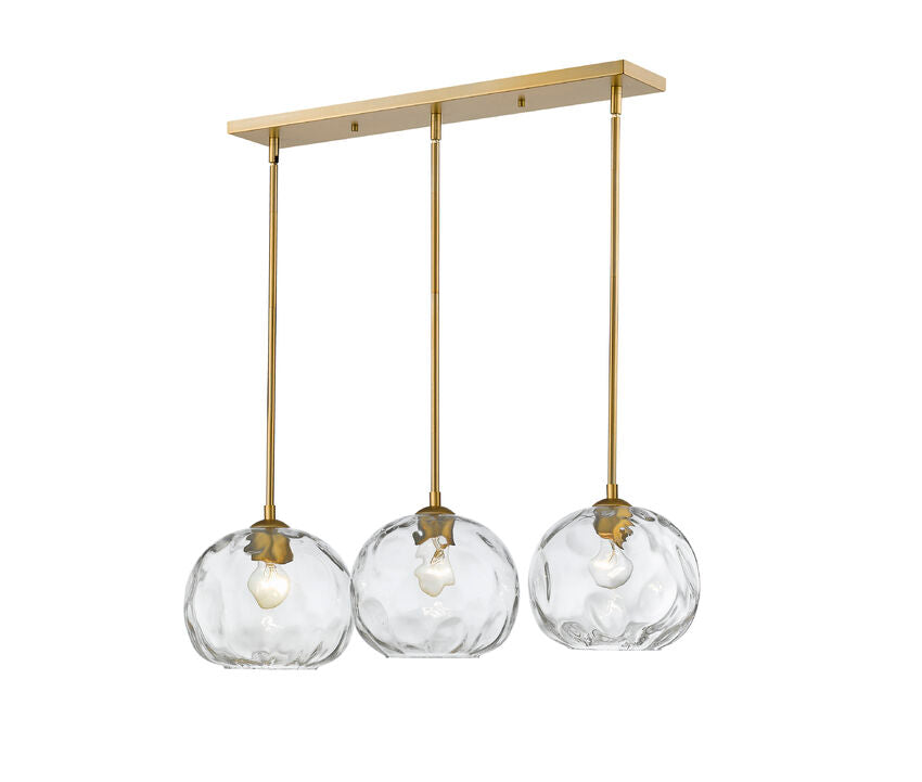 Z-Lite Chloe 10" 3-Light Olde Brass Island Light With Clear Glass Shade