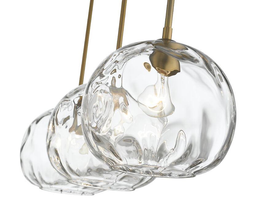 Z-Lite Chloe 10" 3-Light Olde Brass Island Light With Clear Glass Shade