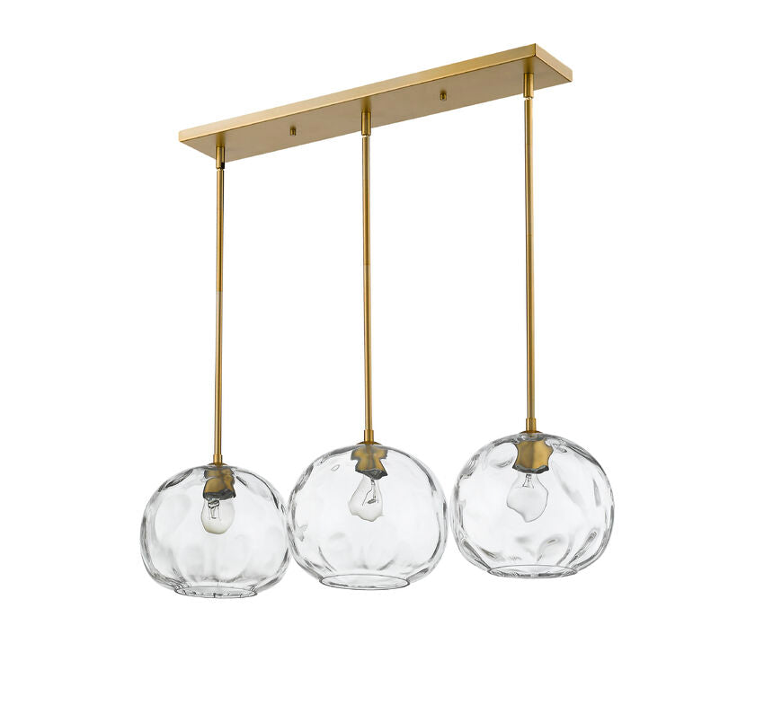 Z-Lite Chloe 10" 3-Light Olde Brass Island Light With Clear Glass Shade