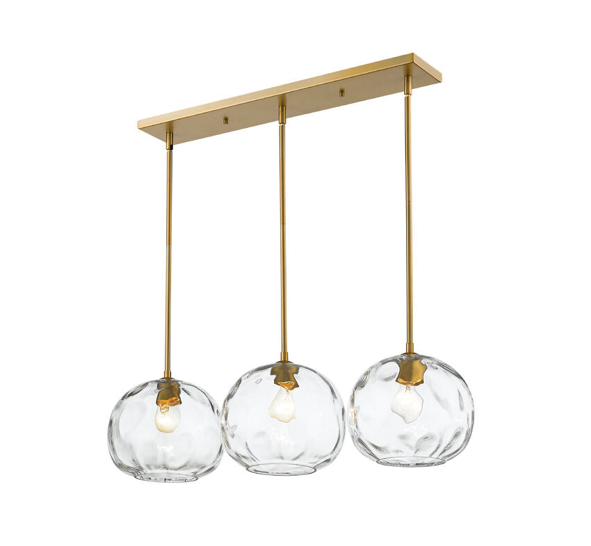 Z-Lite Chloe 10" 3-Light Olde Brass Island Light With Clear Glass Shade