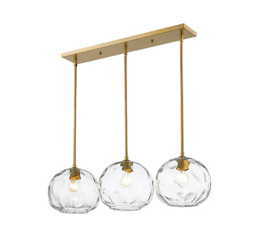 Z-Lite Chloe 10" 3-Light Olde Brass Island Light With Clear Glass Shade