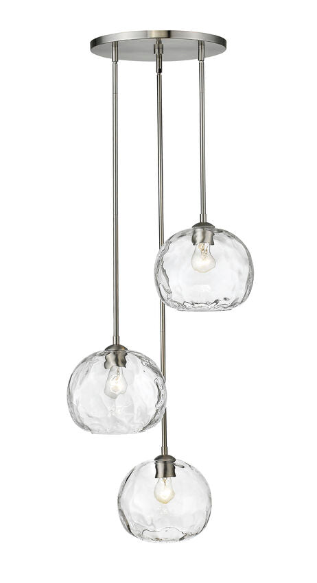 Z-Lite Chloe 20" 3-Light Brushed Nickel Pendant Light With Clear Glass Shade