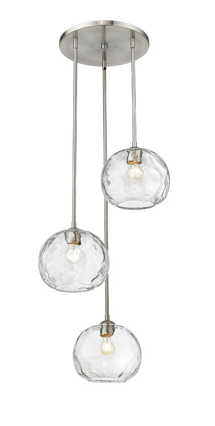 Z-Lite Chloe 20" 3-Light Brushed Nickel Pendant Light With Clear Glass Shade