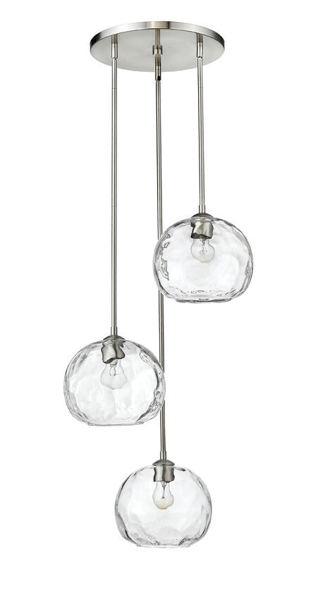 Z-Lite Chloe 20" 3-Light Brushed Nickel Pendant Light With Clear Glass Shade