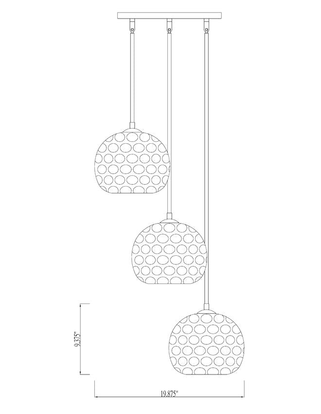 Z-Lite Chloe 20" 3-Light Brushed Nickel Pendant Light With Clear Glass Shade