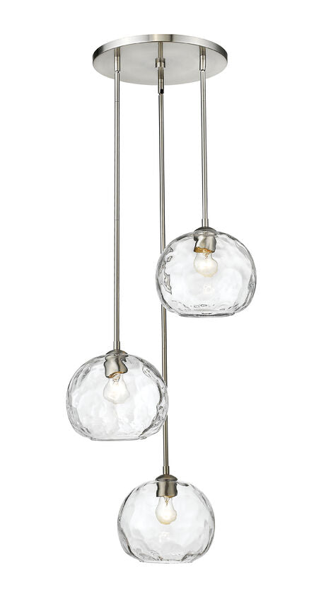 Z-Lite Chloe 20" 3-Light Brushed Nickel Pendant Light With Clear Glass Shade