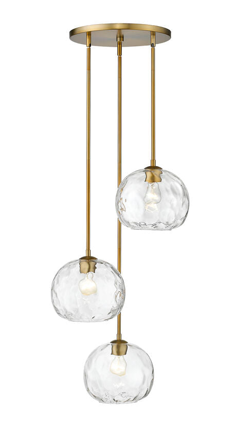 Z-Lite Chloe 20" 3-Light Olde Brass Pendant Light With Clear Glass Shade