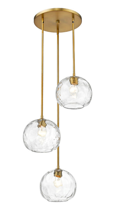 Z-Lite Chloe 20" 3-Light Olde Brass Pendant Light With Clear Glass Shade