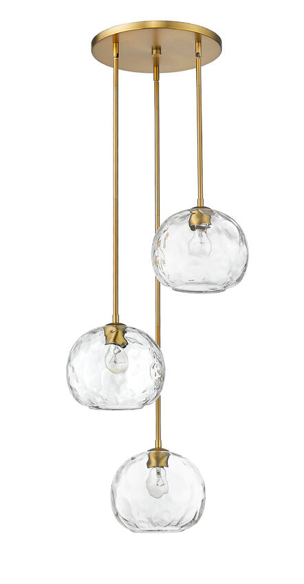 Z-Lite Chloe 20" 3-Light Olde Brass Pendant Light With Clear Glass Shade
