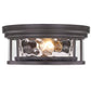 Z-Lite Clarion 12" 2-Light Bronze Flush Mount Lighting With Inner Clear Water and Outer Clear Shade