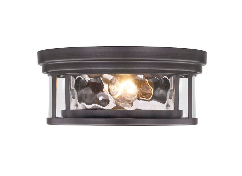 Z-Lite Clarion 12" 2-Light Bronze Flush Mount Lighting With Inner Clear Water and Outer Clear Shade