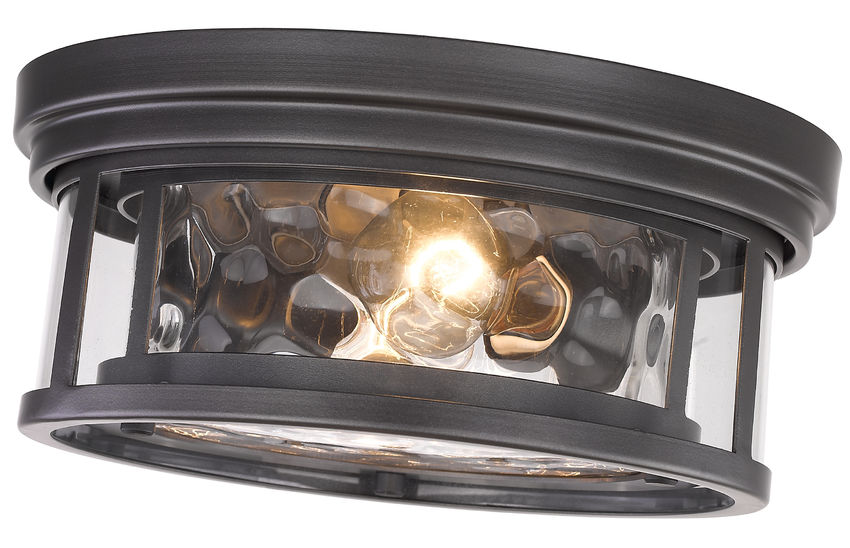 Z-Lite Clarion 12" 2-Light Bronze Flush Mount Lighting With Inner Clear Water and Outer Clear Shade