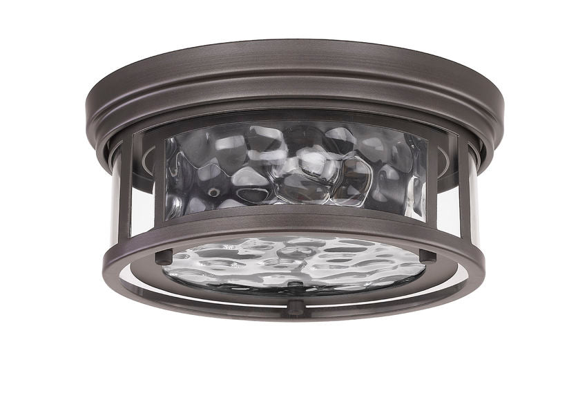 Z-Lite Clarion 12" 2-Light Bronze Flush Mount Lighting With Inner Clear Water and Outer Clear Shade