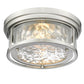 Z-Lite Clarion 12" 2-Light Brushed Nickel Flush Mount Lighting With Inner Clear Water and Outer Clear Shade