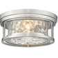 Z-Lite Clarion 12" 2-Light Brushed Nickel Flush Mount Lighting With Inner Clear Water and Outer Clear Shade