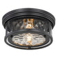 Z-Lite Clarion 12" 2-Light Matte Black Flush Mount Lighting With Inner Clear Water and Outer Clear Shade