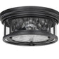 Z-Lite Clarion 12" 2-Light Matte Black Flush Mount Lighting With Inner Clear Water and Outer Clear Shade