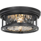 Z-Lite Clarion 12" 2-Light Matte Black Flush Mount Lighting With Inner Clear Water and Outer Clear Shade