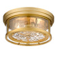 Z-Lite Clarion 12" 2-Light Olde Brass Flush Mount Lighting With Inner Clear Water and Outer Clear Shade