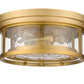 Z-Lite Clarion 12" 2-Light Olde Brass Flush Mount Lighting With Inner Clear Water and Outer Clear Shade