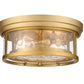 Z-Lite Clarion 12" 2-Light Olde Brass Flush Mount Lighting With Inner Clear Water and Outer Clear Shade