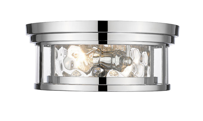 Z-Lite Clarion 12" 2-Light Polished Nickel Flush Mount Lighting With Inner Clear Water and Outer Clear Shade