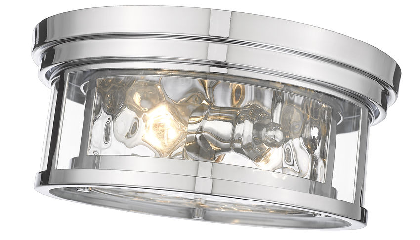 Z-Lite Clarion 12" 2-Light Polished Nickel Flush Mount Lighting With Inner Clear Water and Outer Clear Shade