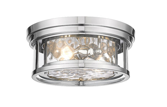 Z-Lite Clarion 12" 2-Light Polished Nickel Flush Mount Lighting With Inner Clear Water and Outer Clear Shade