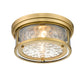 Z-Lite Clarion 12" 2-Light Rubbed Brass Flush Mount Lighting With Inner Clear Water and Outer Clear Shade