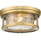 Z-Lite Clarion 12" 2-Light Rubbed Brass Flush Mount Lighting With Inner Clear Water and Outer Clear Shade